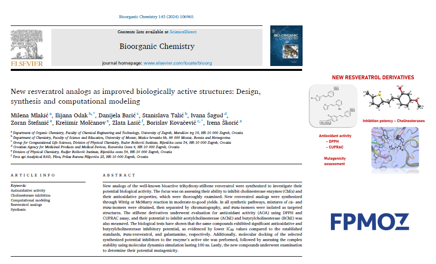 Objavljen znanstveni rad u časopisu Bioorganic Chemistry
