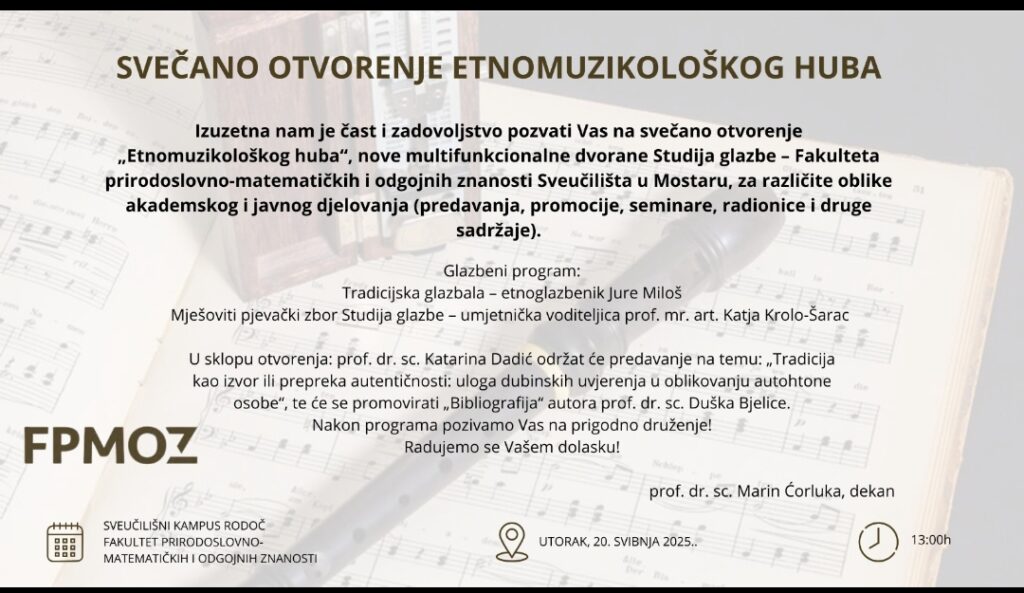 FPMOZ – SVEČANO OTVORENJE ETNOMUZIKOLOŠKOG HUBA